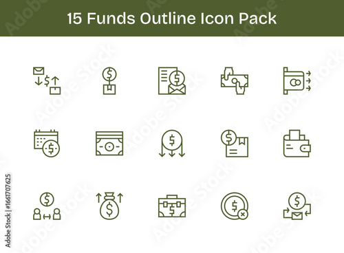 15 Outline Vectors for Funds Theme