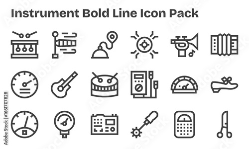 Instrument - 18 Icons in Bold Line Design