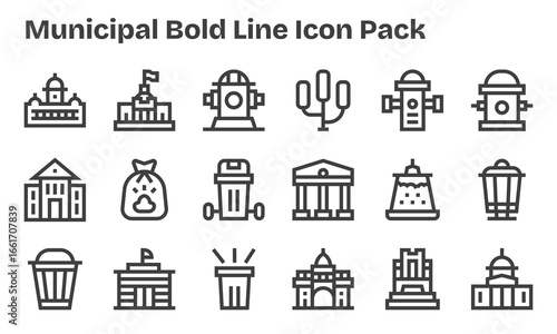 18 Bold Line Designs - Municipal Vector Icons