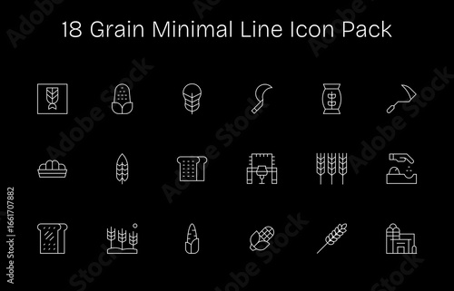 Minimal Line Style Grain Icons - 18 Vectors