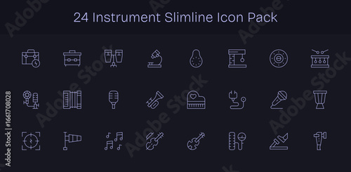 Slim Line Style Instrument Icons - 24 Vectors