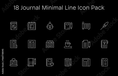 18 Minimal Line Icons - Journal Graphics