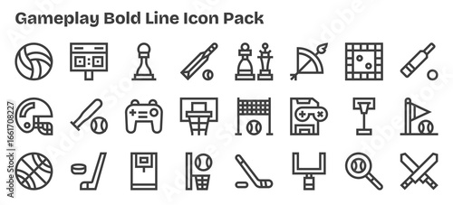 Gameplay - 24 Bold Outline Vector Illustrations
