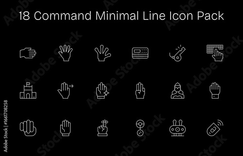 Minimal Line Icons - Command Set with 18 Vectors