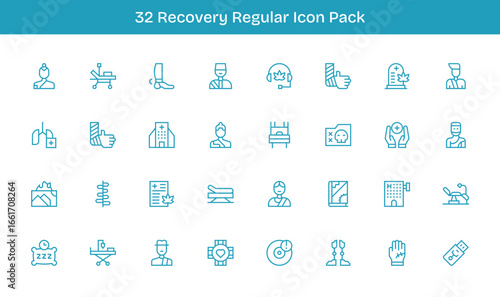 Regular Line Icons - Recovery Set with 32 Vectors