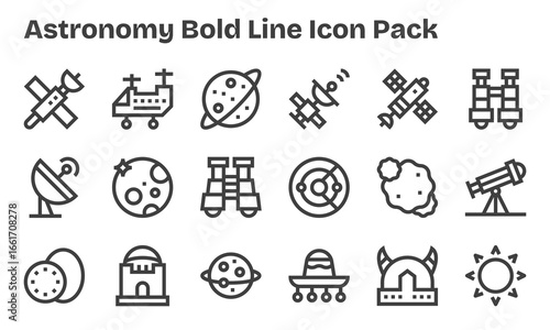 18 Astronomy Icons in Bold Line Aesthetic