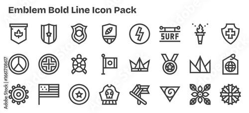 Emblem - 24 Bold Outline Vector Illustrations