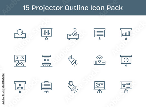 Projector Vector Set - 15 Outline Icons