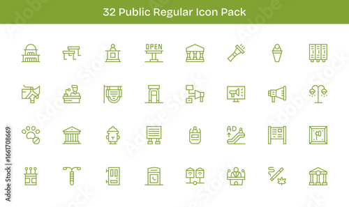 Public Visual Pack - 32 Regular Line Icons