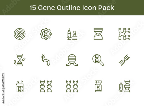15 Outline Designs - Gene Vector Icons