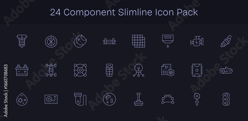 Component Vector Set - 24 Slim Line Icons