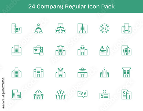 Regular Outline Icons - Company Set with 24 Vectors