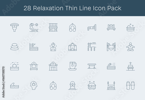Relaxation Visual Pack - 28 Thin Line Icons