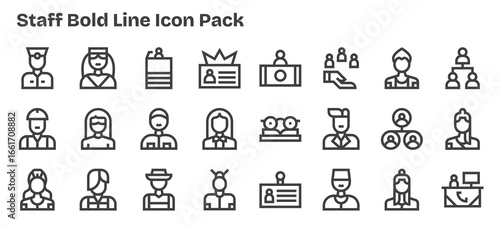 Staff Design Icons - 24 in Bold Outline Style