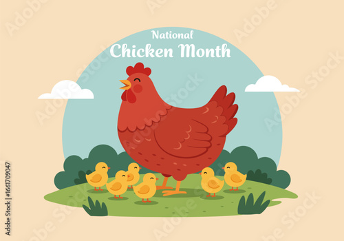 Let's celebrate national chicken month, vector illustration design