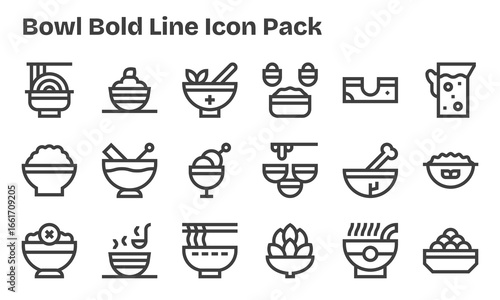 Bowl Design Icons - 18 in Bold Line Style