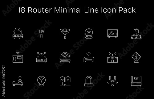 Router Icon Collection - 18 Minimal Line Designs