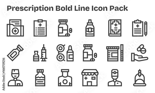 18 Bold Line Style Icons - Prescription Collection