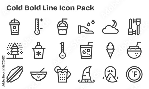 Cold - 18 Bold Line Vector Illustrations