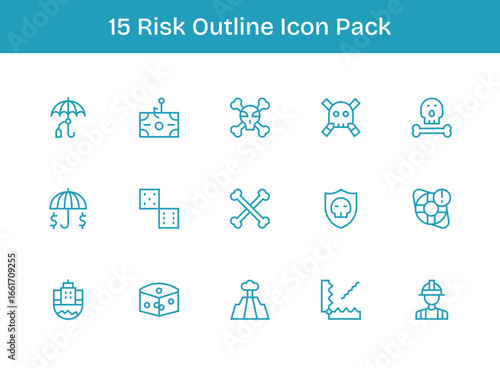 Outline Icons - Risk Set with 15 Vectors