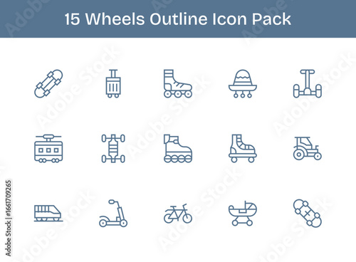 Wheels - 15 Icons in Outline Design
