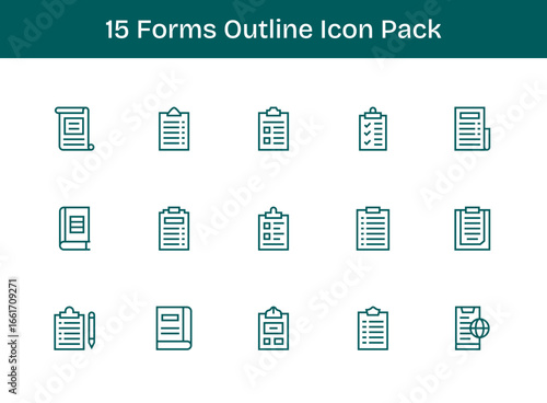 15 Icons for Forms in Outline Format