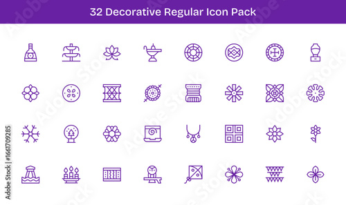 32 Regular Line Vectors for Decorative Theme