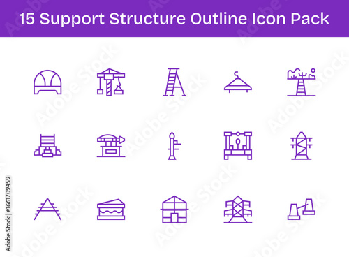 15 Outline Designs - Support Structure Vector Icons