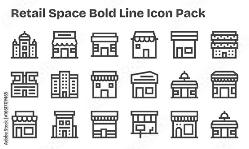 Retail Space Vector Set - 18 Bold Line Icons