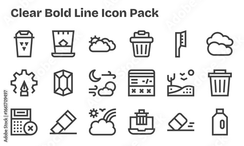 18 Bold Line Style Icons - Clear Collection