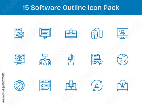 Software Vector Set - 15 Outline Icons