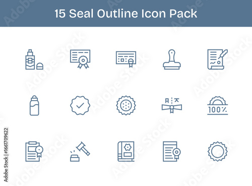 15 Icons for Seal in Outline Format