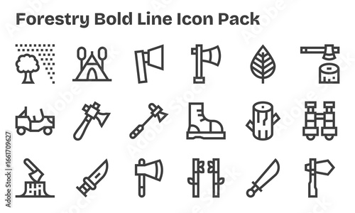 18 Forestry Icons in Bold Line Aesthetic