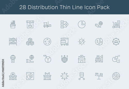 Distribution Vector Set - 28 Thin Line Icons