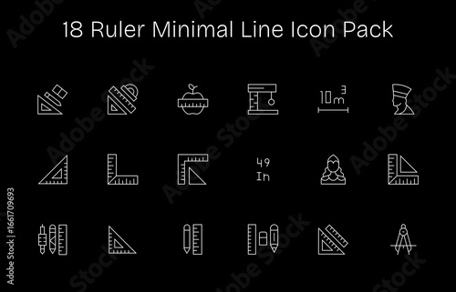 Minimal Line Icons - Ruler Set with 18 Vectors