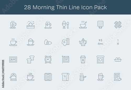 28 Thin Line Vectors for Morning Theme