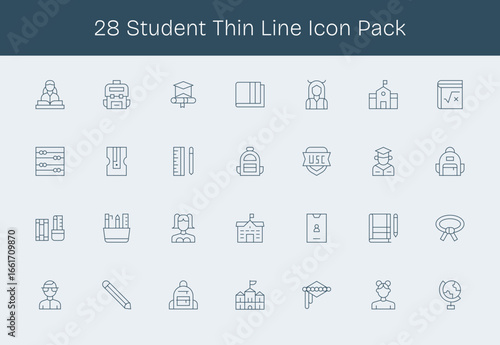 Student Icon Collection - 28 Thin Line Designs