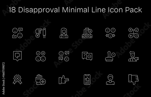 18 Disapproval Icons in Minimal Line Aesthetic
