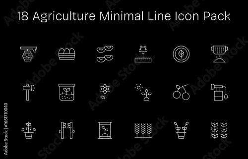 Minimal Line Style Agriculture Icons - 18 Vectors