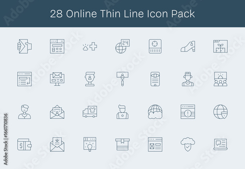 Online - 28 Thin Line Vector Illustrations