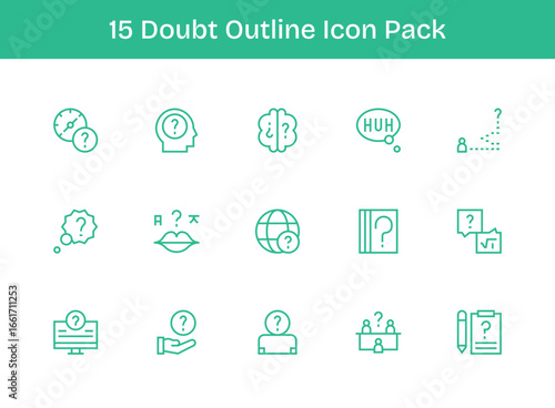 15 Outline Icons - Doubt Graphics