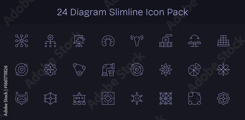 Diagram Design Icons - 24 in Slim Line Style