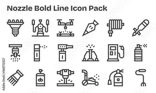 Bold Line Style Nozzle Icons - 18 Vectors