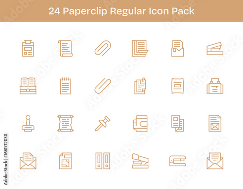 24 Regular Outline Vectors for Paperclip Theme