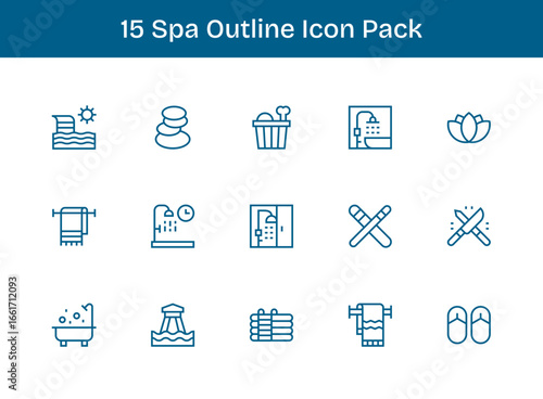 Outline Style Spa Icons - 15 Vectors