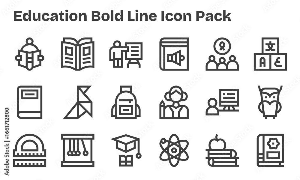 18 Icons for Education in Bold Line Format 18 Icons for Education in Bold Line Format