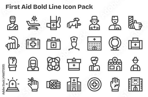 First Aid - 28 Extra Bold Line Vector Illustrations