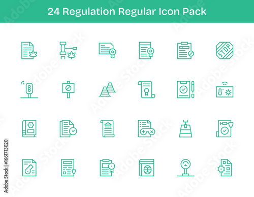 Regulation - 24 Icons in Regular Outline Design