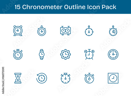 Chronometer - 15 Icons in Outline Design