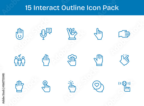 15 Icons for Interact in Outline Format